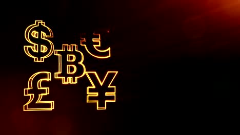 symbol-bitcoin-dollar-euro-pound-and-yen.-Financial-background-made-of-glow-particles-as-vitrtual-hologram.-3D-seamless-animation-with-depth-of-field,-bokeh-and-copy-space.-Dark-background-v2