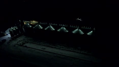 Elevator-and-factory-in-Winter-night