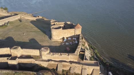 Flying-on-drone-over-ancient-fortress-Akkerman-which-is-on-the-bank-of-the-Dniester-estuary-in-Bilhorod-Dnistrovskyi-city