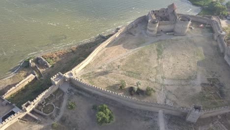 Flying-on-drone-over-ancient-fortress-Akkerman-which-is-on-the-bank-of-the-Dniester-estuary-in-Bilhorod-Dnistrovskyi-city