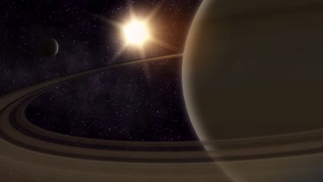 The-planet-of-Saturn-revolves-in-space