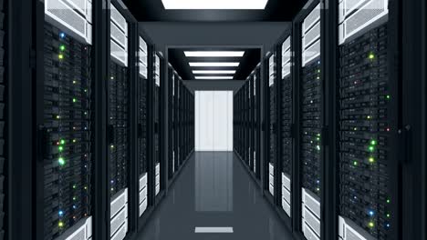 Datacenter-Server-Raum-durchfliegen.-Abstrakt-geloopt-3D-Animation-von-Computer-Zeilen-Server-Racks-im-Rechenzentrum-mit-flackernden-Lichtern-nahtlos.-Digitale-Technologie-Konzept.