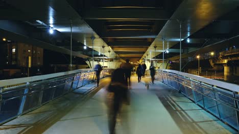 Overhead-dusk-night-timelapse-of-people-walking-the-road