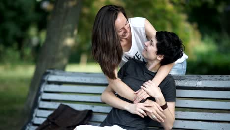 Lesbian-makes-surprise-to-her-girlfriend-in-park