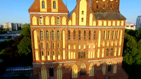 Aerial:-Cathedral-of-Kaliningrad-in-sunset