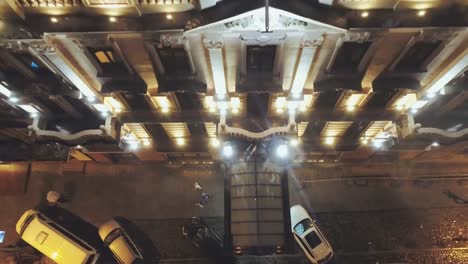 Aerial-View-Of-The-European-Embassy-In-Eastern-Europe.-Night.-Rain.