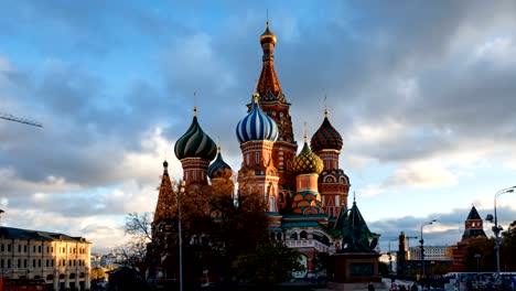 Time-lapse-Saint-Basil's-Cathedral-(Cathedral-of-Vasily-the-Blessed),-Moscow,-Russia.