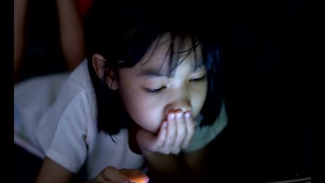 children-girl-use-tablet-computer-on-the-sofa-at-the-relax-time