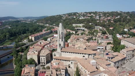 Aerial-view-of-Basilica-of-Sant-Felui-in-Girona