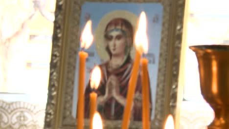 Wax-candles-in-the-Church-burn.On-the-background-of-the-icon.An-Orthodox-Church.