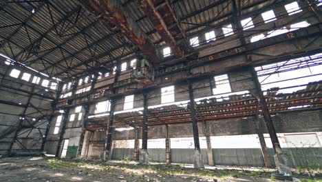 Abandoned-ruined-industrial-factory-building,-ruins-and-demolition-concept