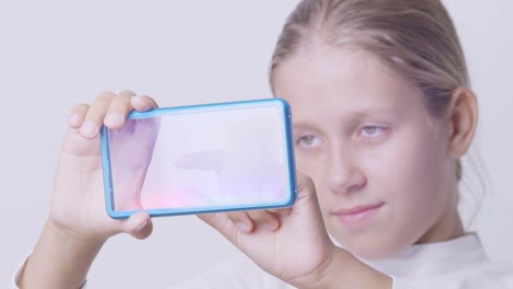 Girl-press-on-futuristic-user-interface-concept-transparent-screen.