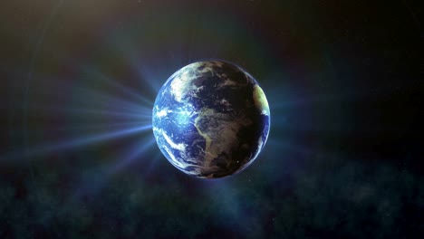 Realistic-Earth-Rotating-with-sun-rays,-The-World-Spinning