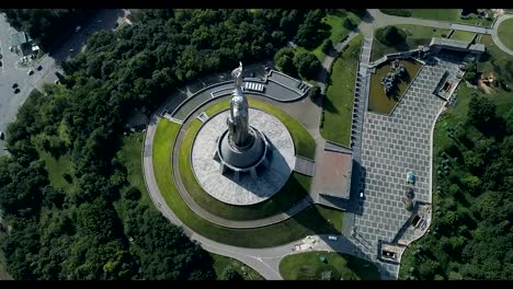 KIEV,-UKRAINE-July-20,-2018:-Aerial-view.-Mother-Motherland