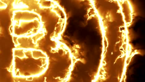 Animation-of-bitcoin-logo-in-yellow-energy-field-or-fire