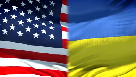 United-States-and-Ukraine-flags-background,-diplomatic-and-economic-relations