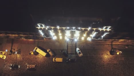 Aerial-View-Of-The-European-Embassy-In-Eastern-Europe.-Night.-Rain.