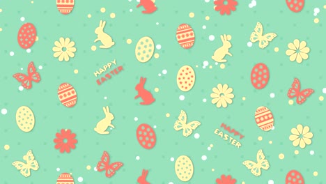 Background-Happy-Easter-with-eggs,-flowers-and-butterflies