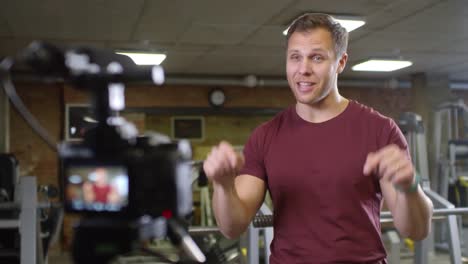 Gym-Coach-Recording-Video-for-Fitness-Vlog