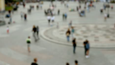 Blur-shot-of-people-walking-along-Postal-Square-in-Kiev,-Ukraine.