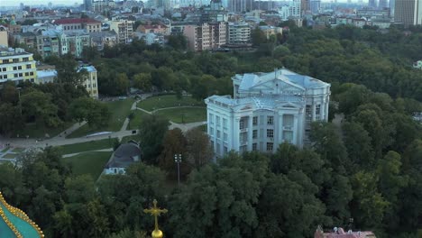 Aerial-view-of-St.-Michael's-Cathedral-and-St.-Sophia-Cathedral-at-night