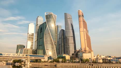 Moscow-Russia-time-lapse-4K,-city-skyline-motion-timelapse-or-hyperlapse-at-business-center-district-and-Moscow-River