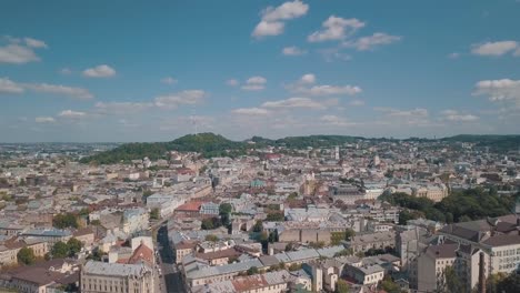 Aerial-City-Lviv,-Ukraine.-European-City.-Central-part-of-old-european-city