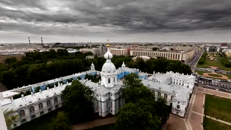 Timelapse-dramatic-sky,-view-of-the-city-of-St.-Petersburg-from-the-Smolny-Cathedral