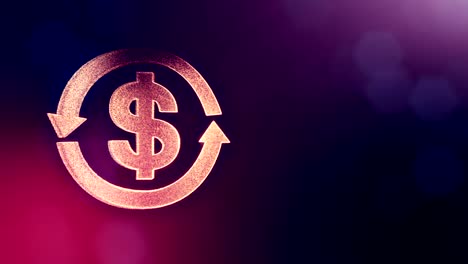 dollar-sign-in-emblem-of-round-arrow.-Finance-background-of-luminous-particles.-3D-loop-animation-with-depth-of-field,-bokeh-and-copy-space-for-your-text.-Violet-color-v2