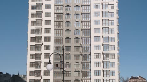 Low-angle-establishihg-shot-of-modern-residential-area-buildings-architecture