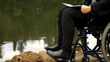 sad-and-lonely-woman-on-the-wheelchair-writes-her-diary