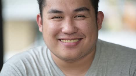 Young-handsome-overweight-Asian-man-relaxing-at-the-coffee-shop