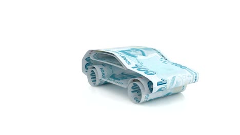 the-car-is-created-from-money,-the-concept-of-financing-the-auto-industry,-lending-to-buying-cars,-cash-costs-for-the-car.