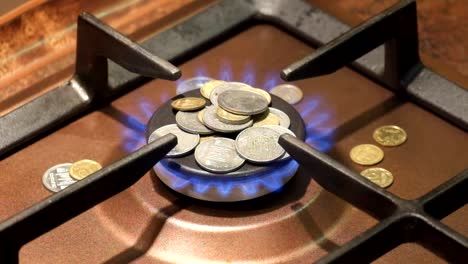 Coins-are-on-a-burning-gas-burner.-Gas-reform-puts-people-on-their-knees