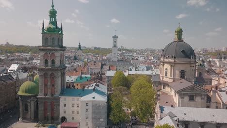 Lvov,-Ukraine.-Aerial-City-Lviv,-Ukraine.-Panorama-of-the-old-town.-Dominican