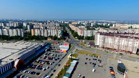 Panoramic-Aerial-drone-view-of-modern-city