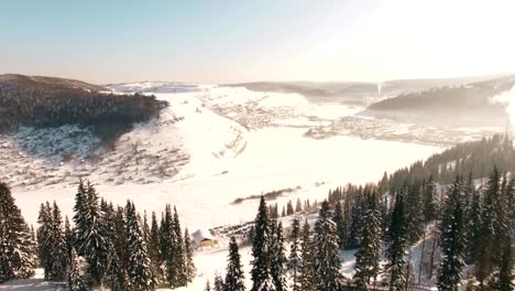 Aerial-view-of-Minyar-city-in-Chelyabinsk-region-at-winter