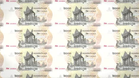 Banknotes-of-two-thousand-cambodian-riels-of-Cambodia,-cash-money,-loop