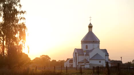 An-old-Christian-church-at-sunset-in-Ukraine