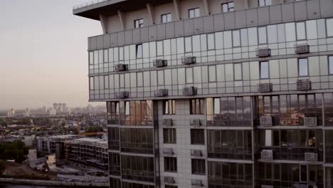 Aerial-view-modern-glass-building-in-Kyiv,-Ukraine,-European-modern-architecture.