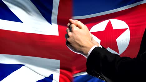 Great-Britain-sanctions-North-Korea-chained-arms,-political-or-economic-conflict