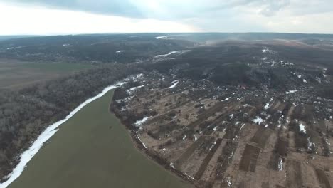 Aerial-photography-helicopter-airstrip-near-the-Dnieper-River-from-a-bird's-eye-view.