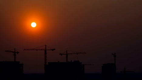 The-beautiful-sunset-above-the-city.-time-lapse