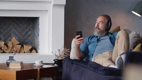 Aged-Man-Having-Leisure-at-Home