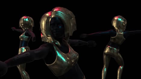 Girls-dance-group-performs-in-gold-futuristic-costumes