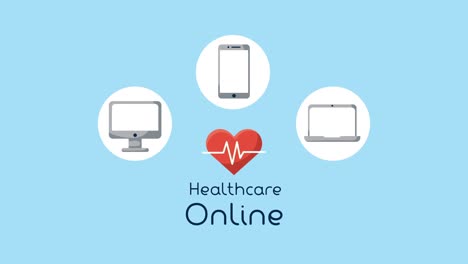 Set-Geräte-mit-Gesundheitsversorgung-online-und-Herz-Kardio