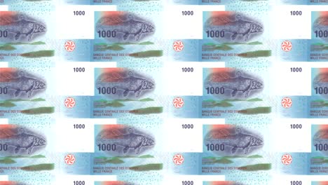 Banknoten-von-tausend-komorischen-Franken-der-Komoren,-Bargeld,-Schleife