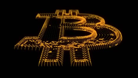 Digital-bitcoin-logo-in-cyber-style