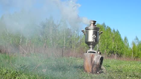 El-samovar-hirviendo.-Tea-Party-en-la-naturaleza.