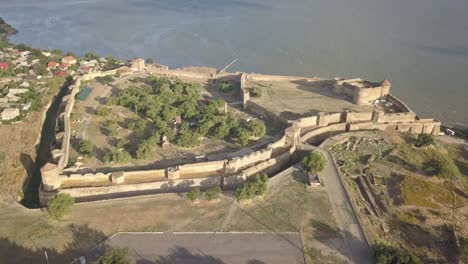 Flying-on-drone-over-ancient-fortress-Akkerman-which-is-on-the-bank-of-the-Dniester-estuary-in-Bilhorod-Dnistrovskyi-city